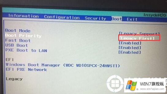 把Boot Priority设置成Legacy First