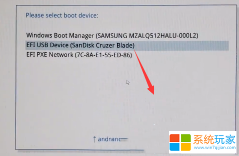 选择efi的USB HDD